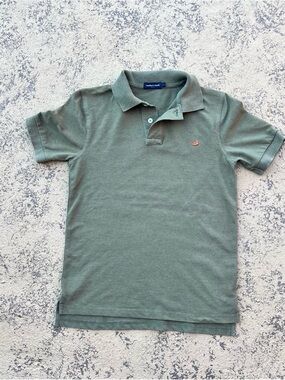 Southern Marsh Boys Polo Shirt Sage Green Duck Logo Performance Stretch